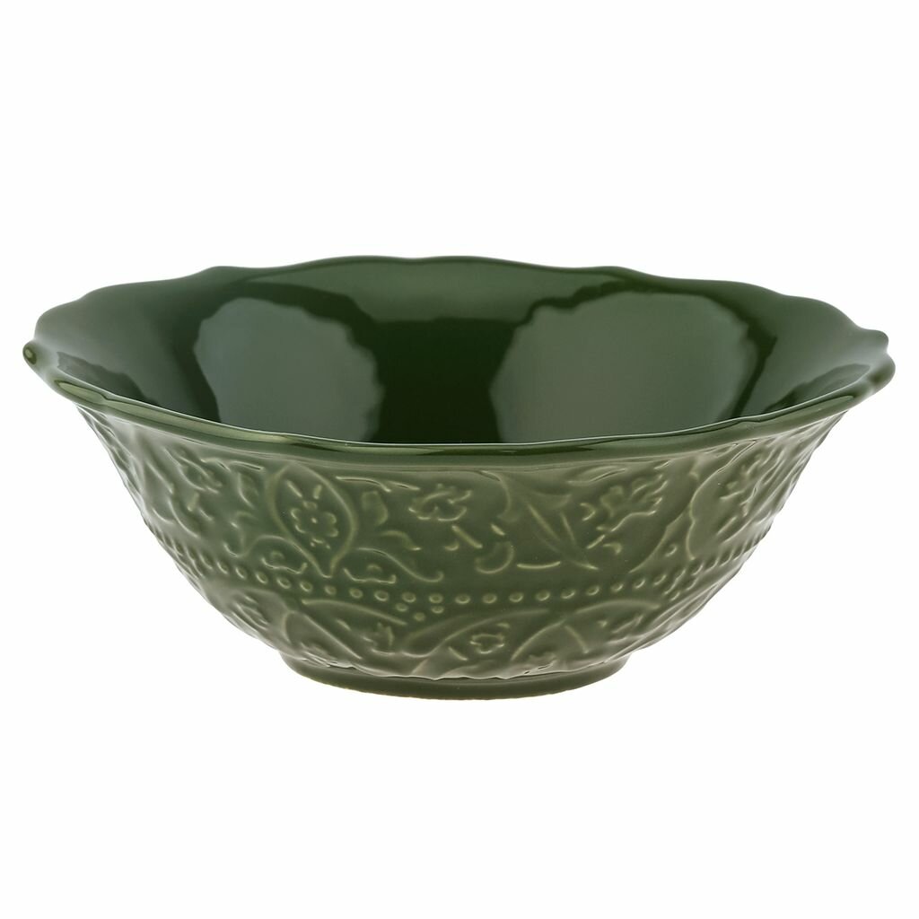 "Сицилия" Салатник фарфоровый 500мл, д16,8х6,4см, цветной, фигурный, двухсторонний декор, зеленый