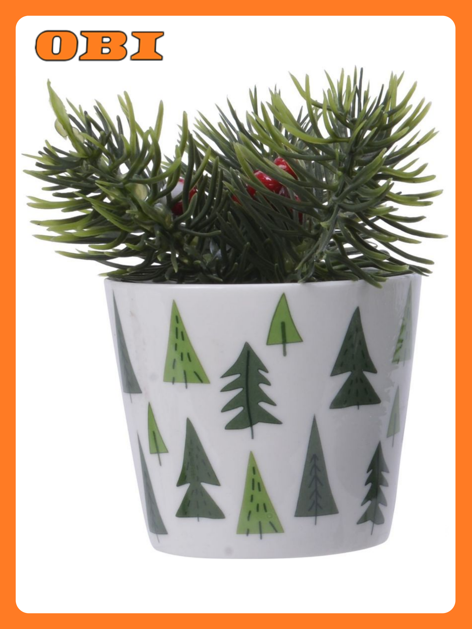 Искусственная ель новогодняя в горшке зеленая 14 см в ассортименте