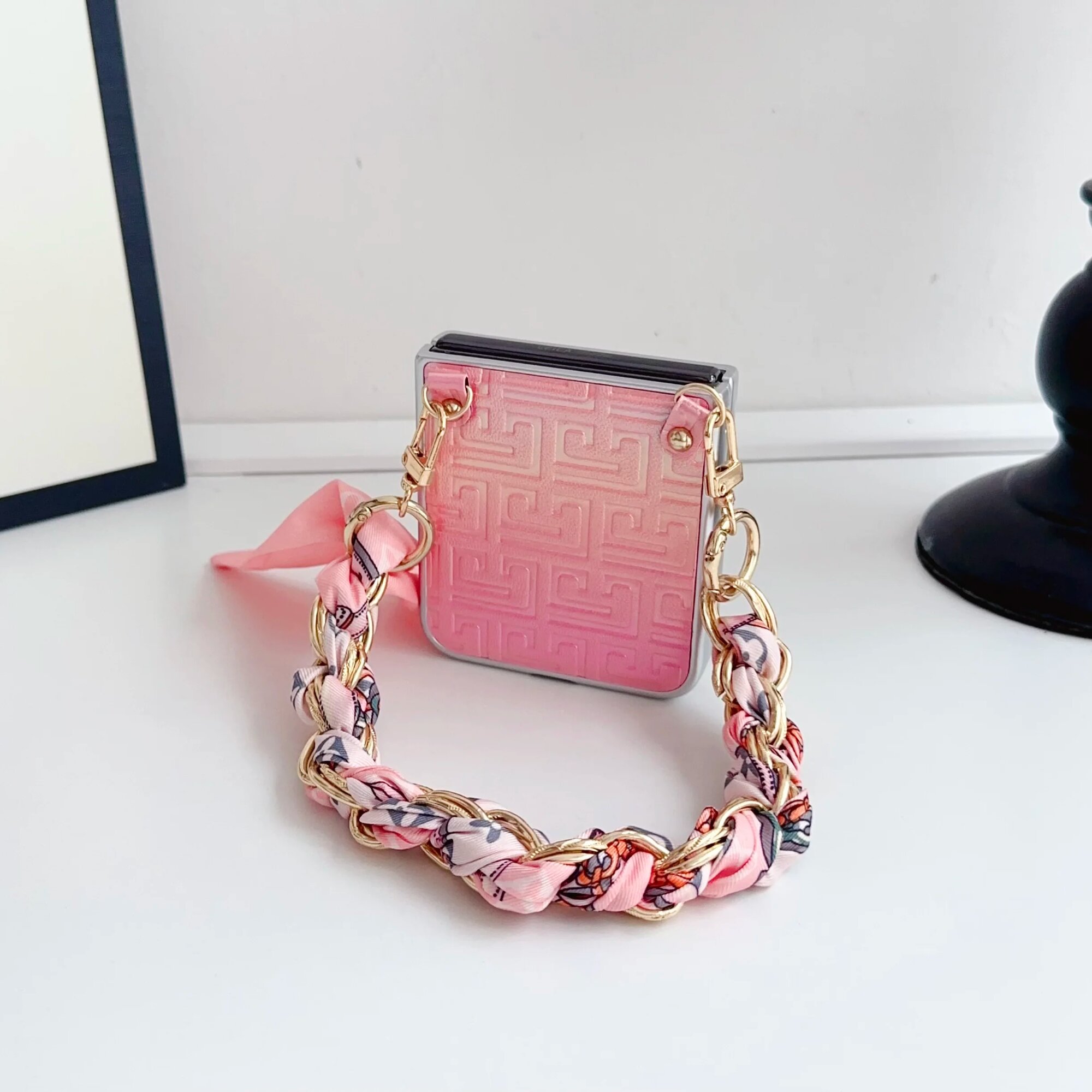 Для Xiaomi Mix Flip Роскошный модный противоударный шелковый браслет Чехол для телефона pink