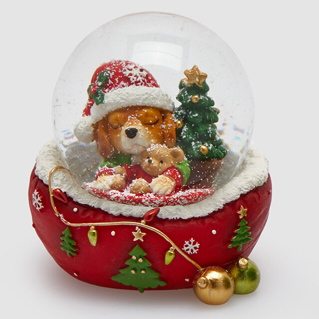 Снежный шар Woolsington - Щенок Баркас с елочкой 9 см EDG 8101258A999-1