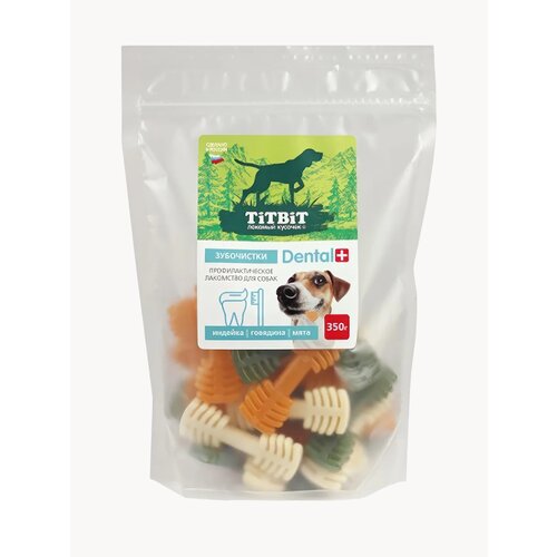 Лакомство для собак TiTBiT ДЕНТАЛ Зубочистки с мясом индейки говядиной и мятой 350г 771₽