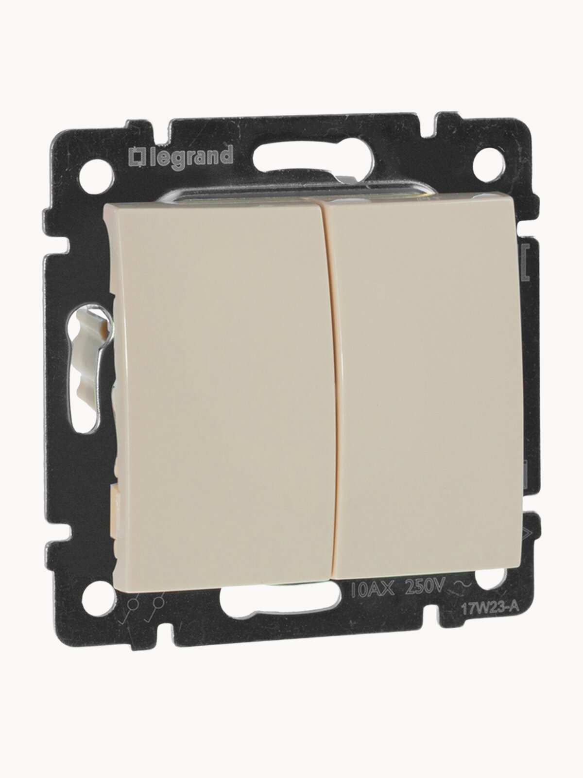 VALENA Выключатель 2-клавишный схема 5 10АХ безвинтовые зажимы слоновая кость