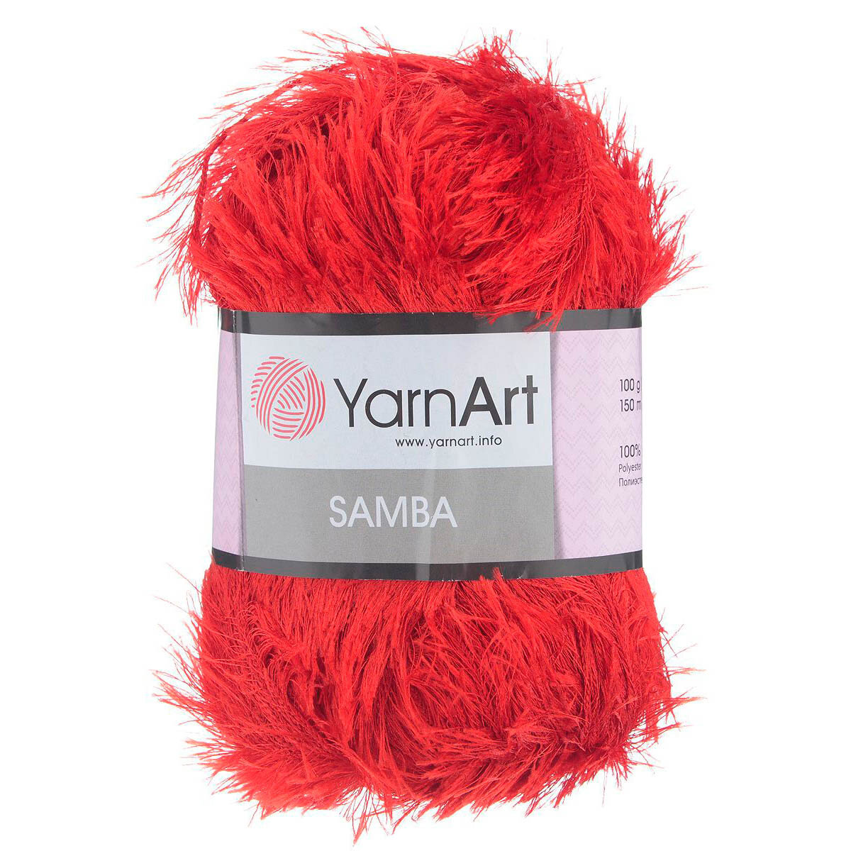 Пряжа для вязания YarnArt 'Samba' травка, 100г, 150м (100% полиэстер) (156 алый), 5 мотков