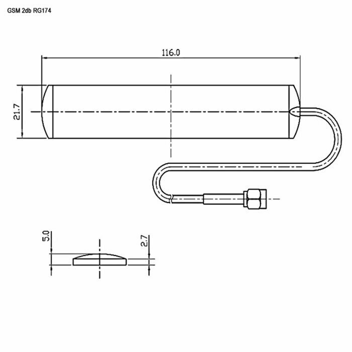 GSM 2db RG174 3m SMA-P Антенны GSM