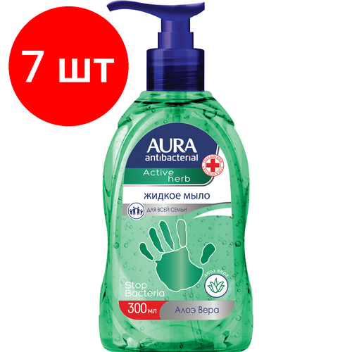 мыло жидкое aura ромашка антибактериальное 300 мл Комплект 7 шт, Мыло-крем жидкое, 300 мл, AURA Antibacterial, антибактериальное, Экстракт алоэ, дозатор, 28427, 6514