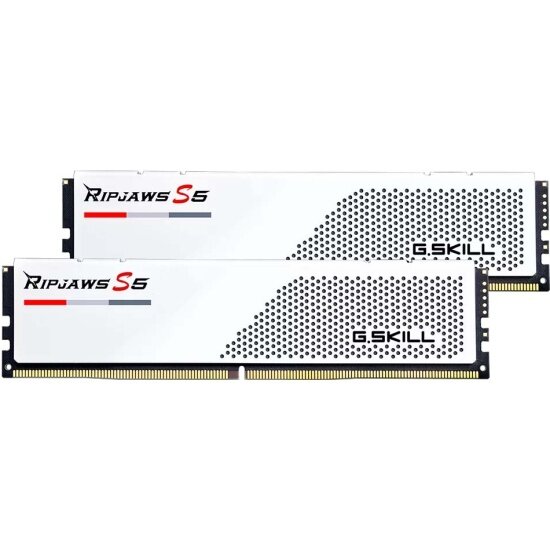 Оперативная память 32GB (2x16GB) G.SKILL RIPJAWS S5 (F5-6000J3238F16GX2-RS5W), DDR5, 6000MHz, CL32 (32-38-38-96), 1.35V, White
