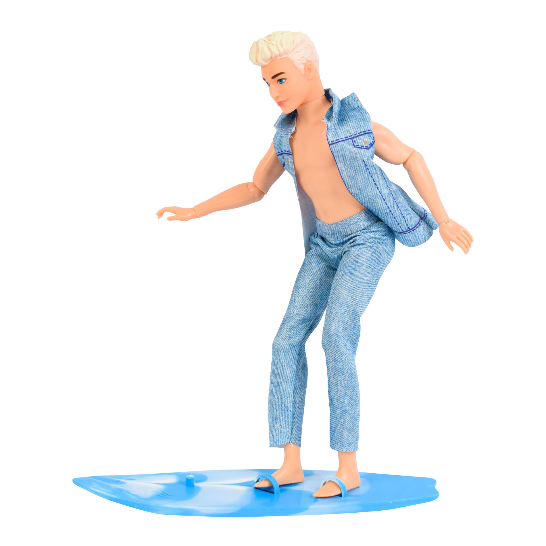 Шарнирная кукла-мальчик "Кен с доской для сёрфинга"костюмглубой