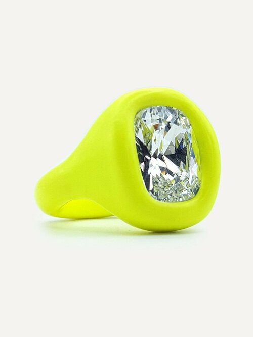 Кольцо желто-зеленое с кристаллом Сваровски Otevgeni, кристаллы Swarovski, размер 20.5, желтый, зеленый