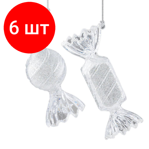 Комплект 6 штук, Украшение Erich Krause Decor Конфета 11см 47467 бесцветный