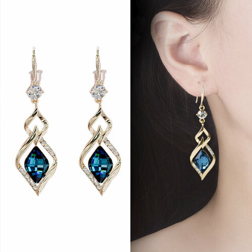 Серьги с подвесками искусственный камень размер 50 мм золотистый 599₽