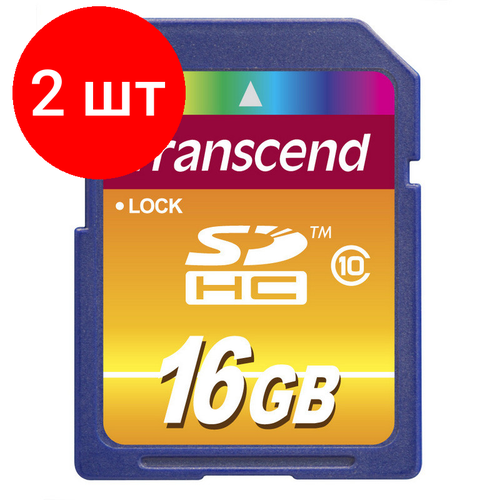 Комплект 2 штук, Карта памяти Transcend Premium SDHC 16Gb UHS-I Cl10, TS16GSDHC10 комплект 5 штук карта памяти transcend premium sdhc 16gb uhs i cl10 ts16gsdhc10