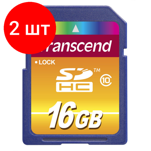 Комплект 2 штук, Карта памяти Transcend Premium SDHC 16Gb UHS-I Cl10, TS16GSDHC10