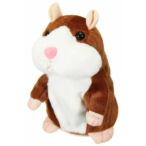 Говорящий плюшевый хомяк-повторюшка светло-коричневый Хома Музыкальная игрушка 437₽