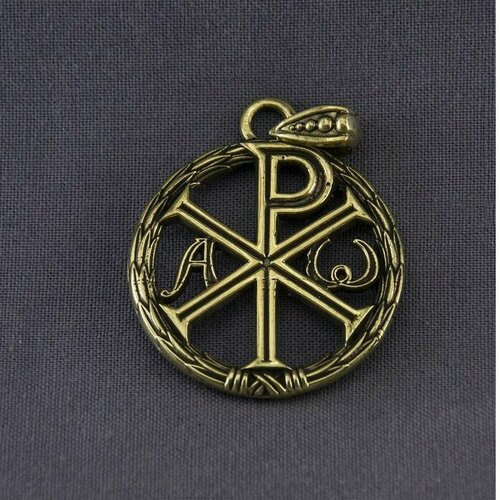 медальон хризма древнехристианская символика Колье Артель Мастер, желтый, коричневый