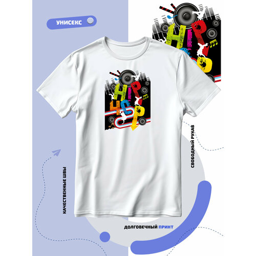 фото Футболка люди танцующие на фоне акустики hip-hop хип-хоп, размер l, белый smail-p