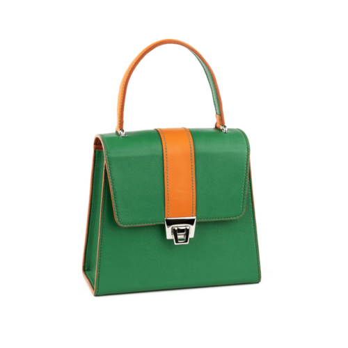 Сумка David Gutman, фактура гладкая, оранжевый, зеленый