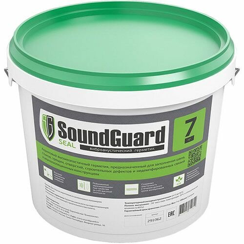 Герметик акриловый звукоизоляционный SoundGuard Seal белый 7 кг / СаундГуард Сил