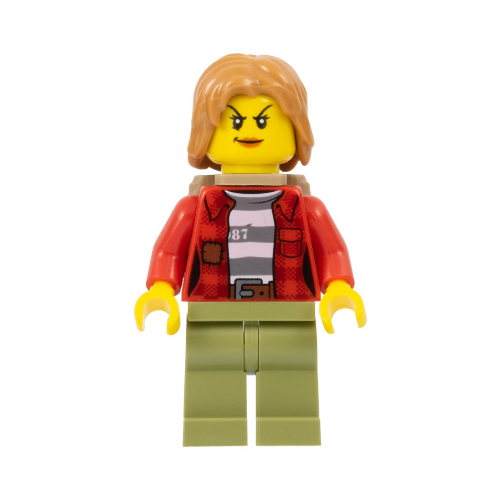 Минифигурка Lego Mountain Police - Crook Female Jacket over 87 Prison Stripes, Backpack cty0867 минифигурка лего lego dis089 minnie mouse bright pink jacket red polka dot dress yellow bow