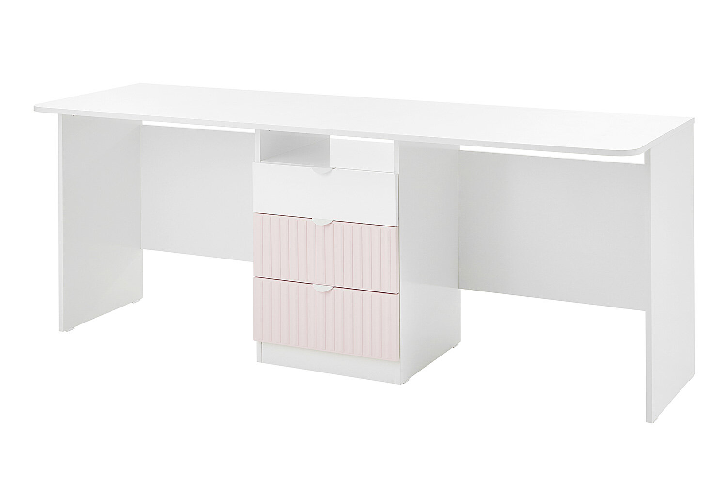 Письменный стол Каролина, 181х74,9х59, цвет белый глянец, розовый