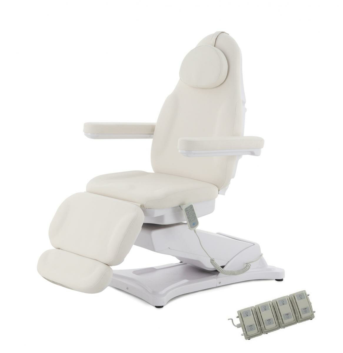 Кресло косметологическое с электроприводом MedMos ММКК-4 (КО-184DP-03) с ножной педалью, кремовый