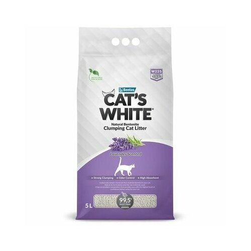 Cats White Наполнитель комкующийся с нежным ароматом лаванды для кошачьего туалета 5л (Lavender) 011861112 4,25 кг 61226 (2 шт)