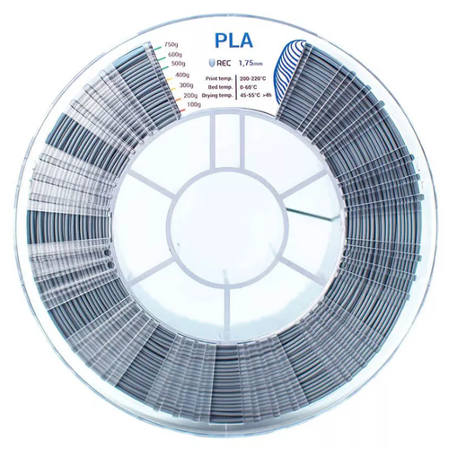 Катушка PLA-пластика REC 1.75мм, 750г, серый