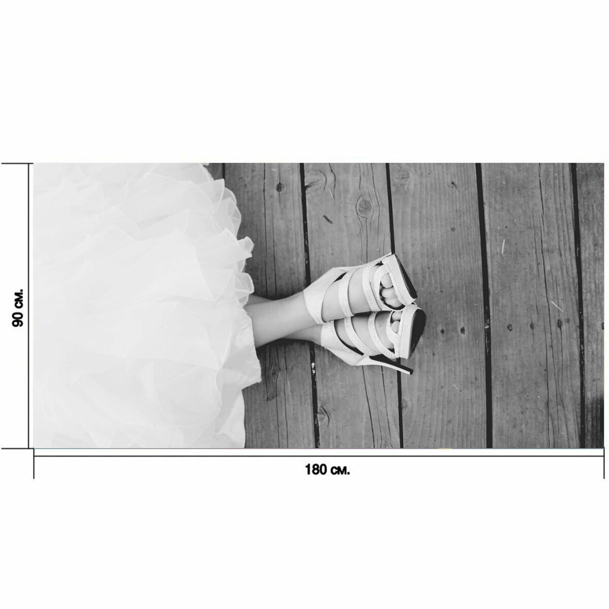 Большой постер "Туфли, свадебное платье, белый" 180 x 90 см. для интерьера