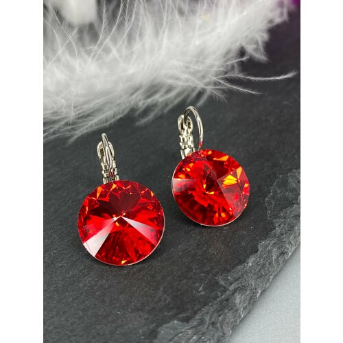 Серьги Amante crystal, кристаллы Swarovski, размер 14 мм, красный