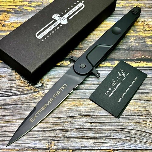 Нож складной Extrema Ratio EX0497BLK BF4, N690 Part Serrated Black Blade, Black Aluminium Handle нож hoot n690 black orange owl 1121111131