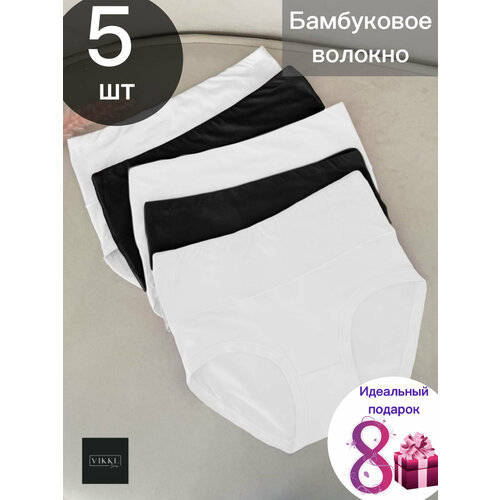 фото Трусы vikki., 5 шт., размер 48-50, белый, черный