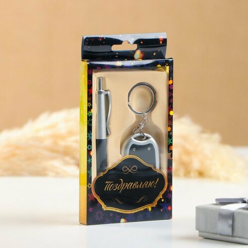 Набор подарочный 2в1 ручка фонарик черный 318₽