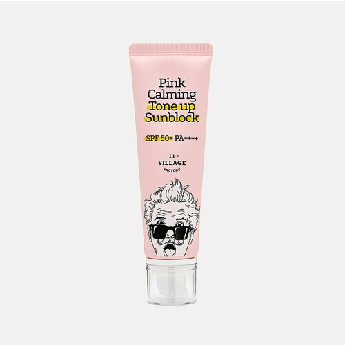 Village 11 Factory Pink Calming Sun Block SPF50+ PA++++ Успокаивающий солнцезащитный крем village 11 factory успокаивающий солнцезащитный крем pink calming sun block spf50 pa 50 мл village 11 factory suncare