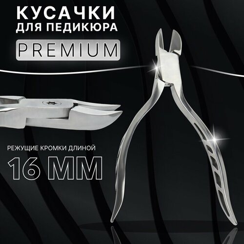 Кусачки педикюрные «Premium», скрытая пружина, 13 см, длина лезвия - 16 мм, цвет серебристый набор кистей для дизайна 3шт пластик точечные 16 5см серебр pvc тубы пакет qf