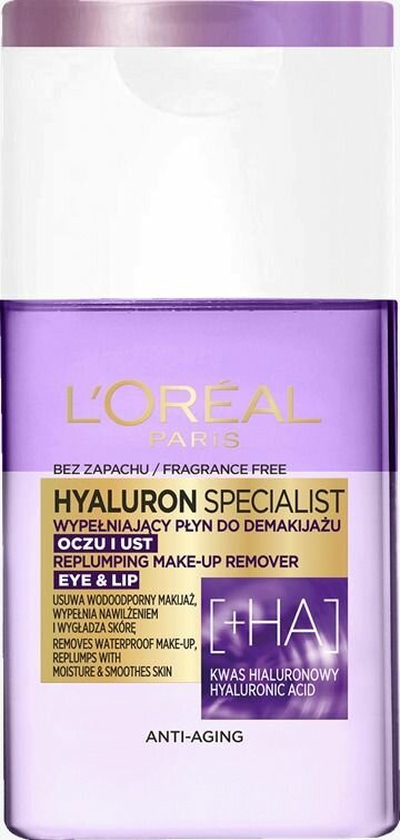 Двухфазное средство для снятия макияжа с глаз L'Oreal Paris Hyaluron Specialist восстанавливающее объем 125 мл (из Финляндии)