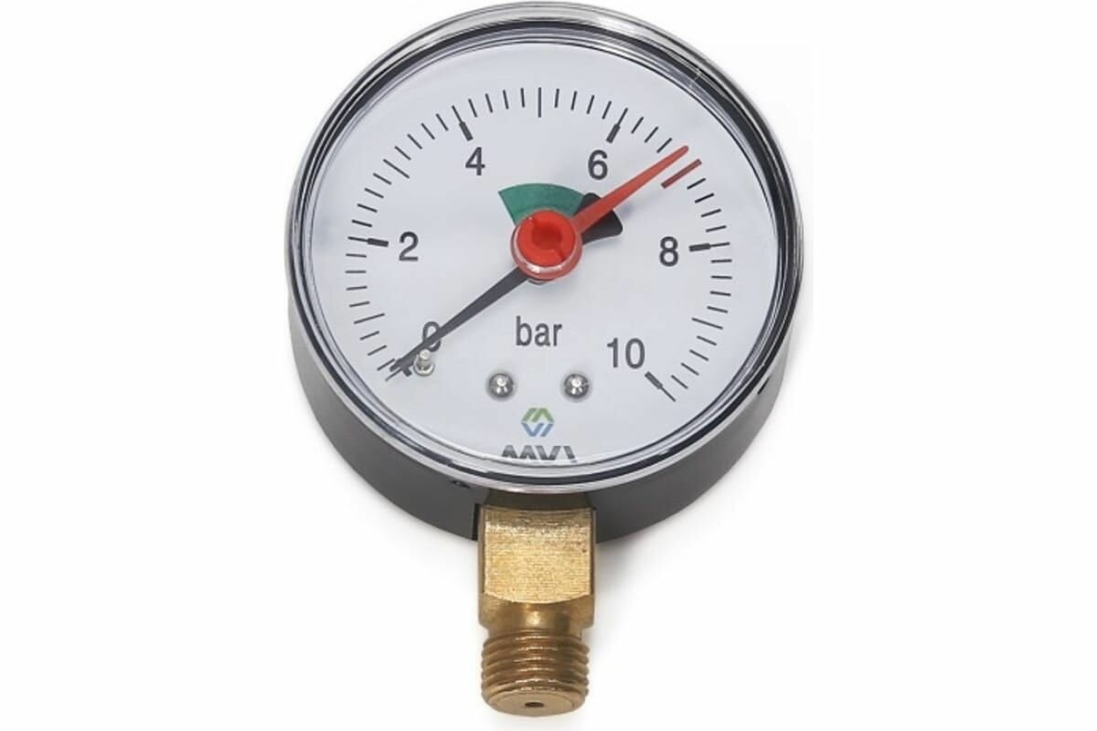 фото Манометр радиальный MVI, диапазон показаний до 6 бар, диаметр корпуса 50 мм, с нижним подключением G1/4 арт. RM.5006.03