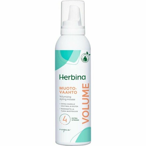 Пенка для укладки волос Herbina Volume extra strong 4, веганский продукт (Финляндия)