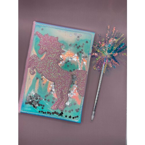 Подарочный набор  Единорог с пайетками , Блокнот + Ручка для детей.