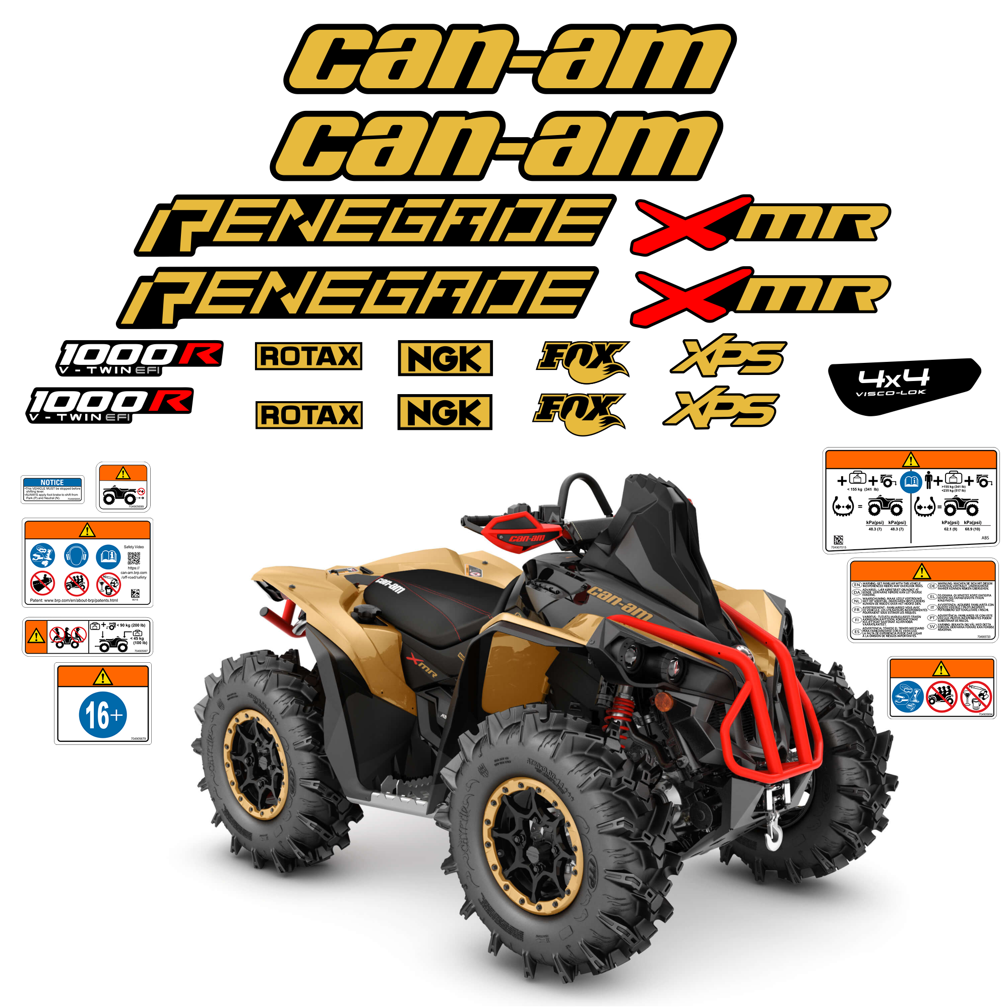 Комплект наклеек BRP CAN-AM Renegade 1000 золотой