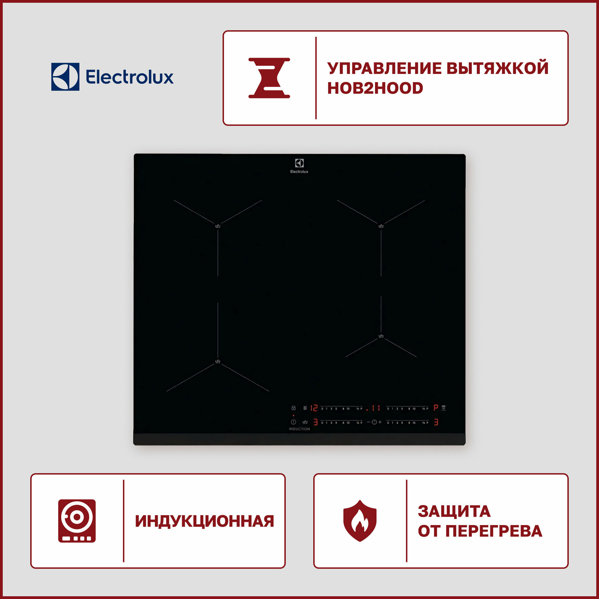 Индукционная варочная панель Electrolux EIS62443 SenseBoil, черный