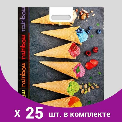 Пакет 'Мороженое', полиэтиленовый с вырубной ручкой, 41х51 см, 80 мкм (25 шт)