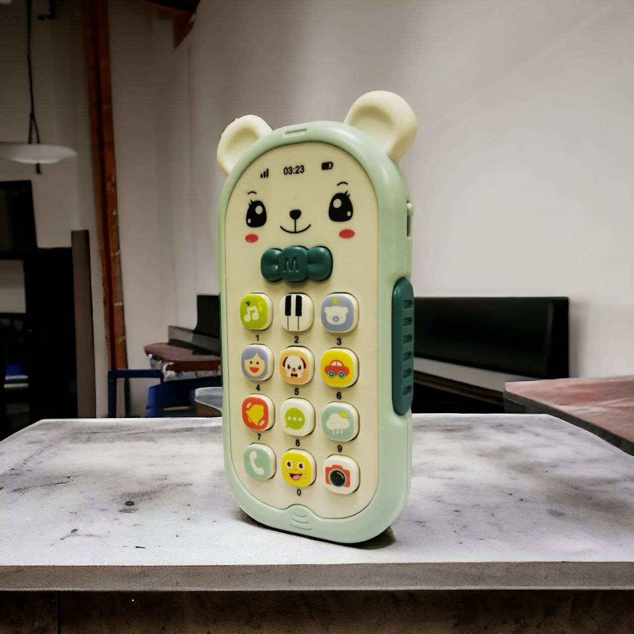 Музыкальный детский телефон Мишка /музыкальная развивающая игрушка / мелодии, песенки, свет
