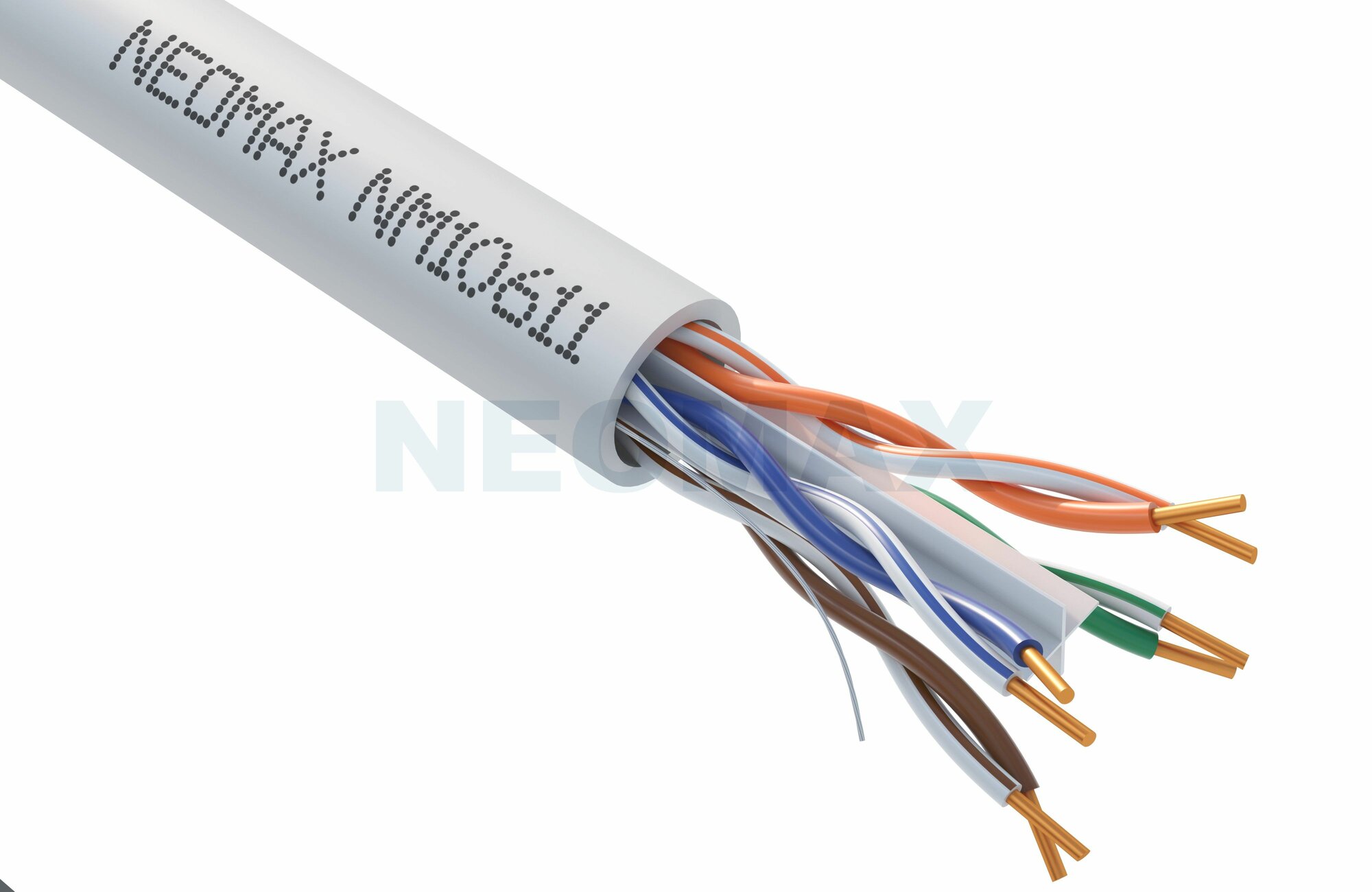 Кабель витая пара NEOMAX NM10611-125М-P U/UTP cat.6 4 пары (125 м) 0.57 мм (23 AWG) одножильный, чистая медь, LSZH