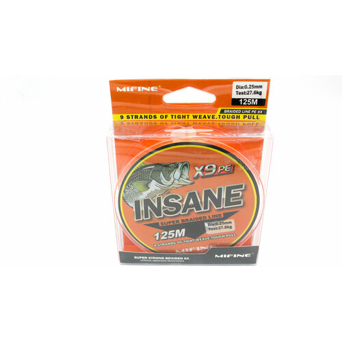 Плетеный шнур для рыбалки MIFINE INSANE X9PE (125м); (d - 0,25мм); (тест - 27,6кг)