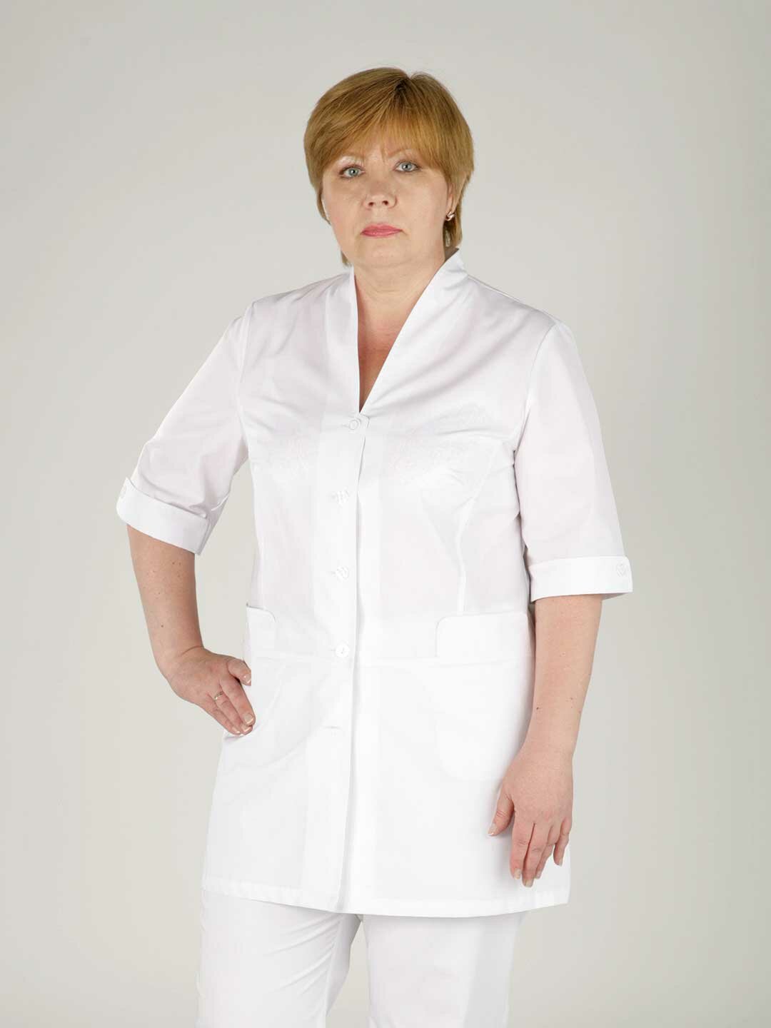 Куртка женская, производитель Фабрика швейных изделий №3, модель М-408, рост 164, размер 48, ткань поликот-стрейч, цвет белый