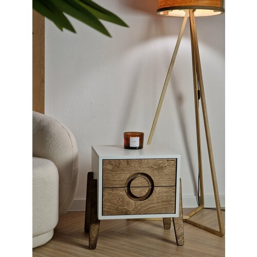 Тумба прикроватная на ножках белый коричневый