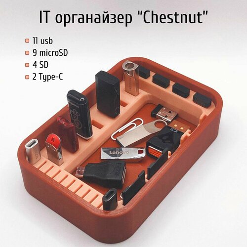 IT органайзер Chestnut для USB, SD и MicroSD-карт