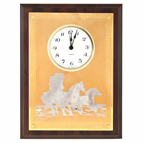 Настенные часы-плакетка "Бегущие кони", Златоуст
