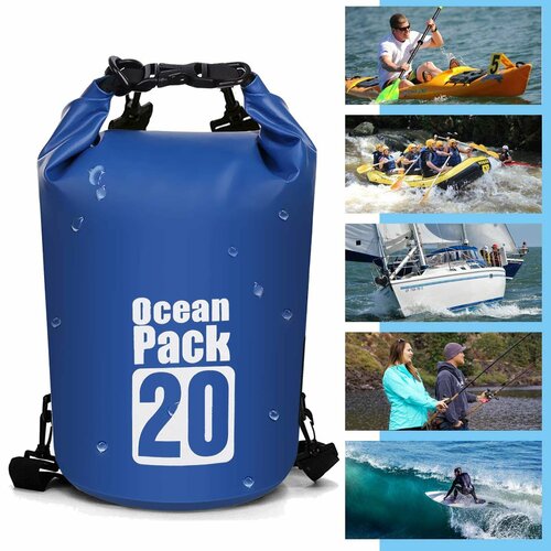 герморюкзак туристический ocean pack 20л Герморюкзак OCEAN PACK, 20л, В60*Ш37см, ПВХ, цв. синий