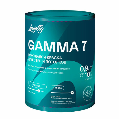 Краска моющаяся Lavelly Gamma 7 база A белая 09 л 1295₽