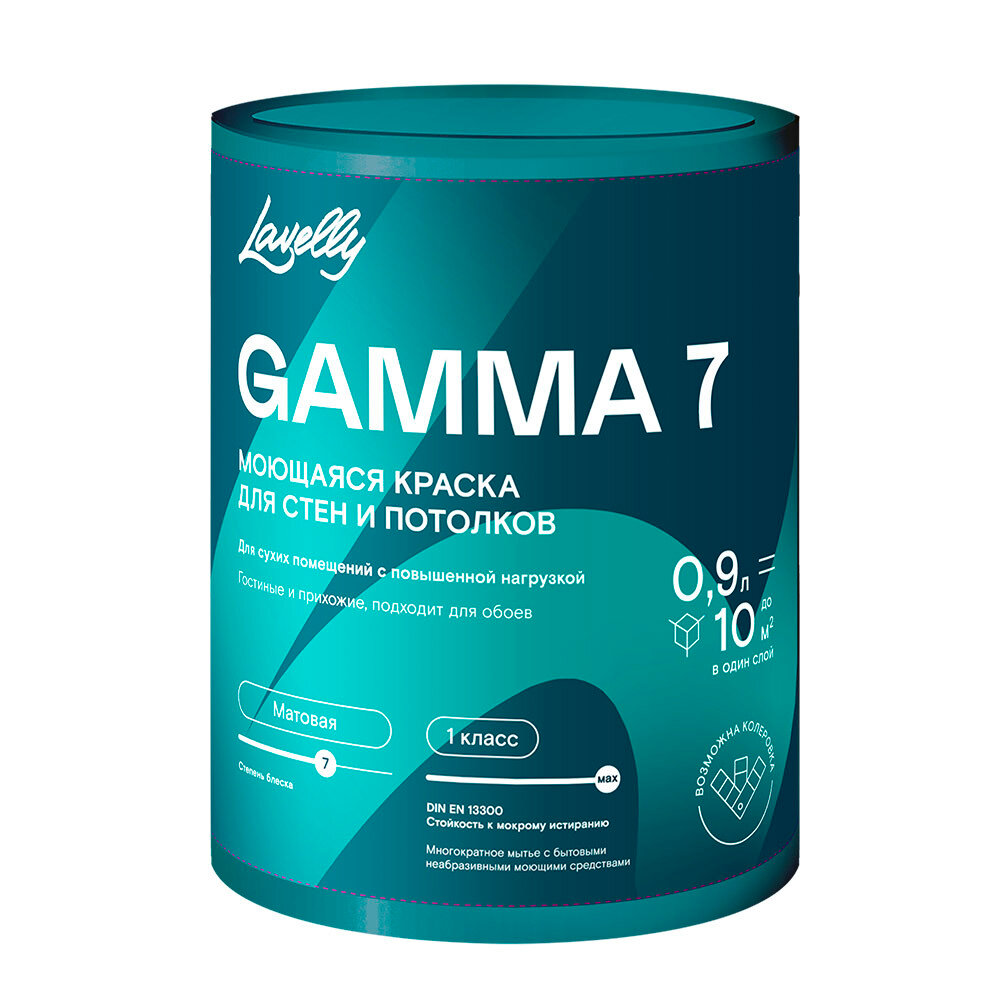 фото Краска моющаяся Lavelly Gamma 7 база A белая 0,9 л